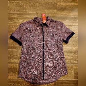 Guess Short Sleeve Button Up Shirt Men's Medium Red